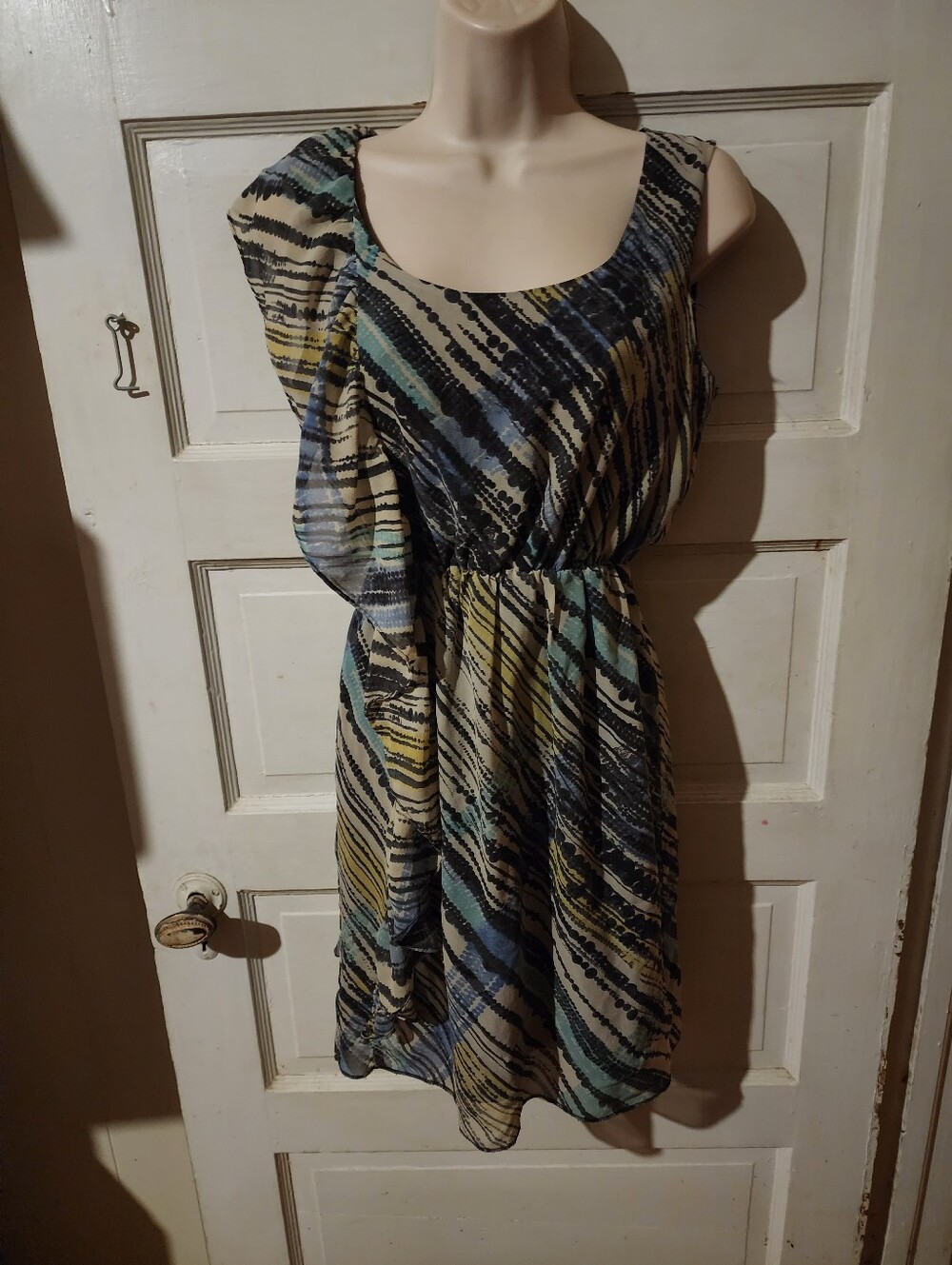 Kenneth Cole Sleeveless Striped Ruffled Dress 4